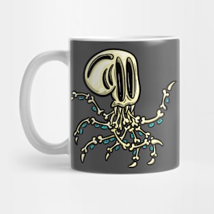 Octopus Skeleton Spooky Halloween Cartoon Illustration Mug